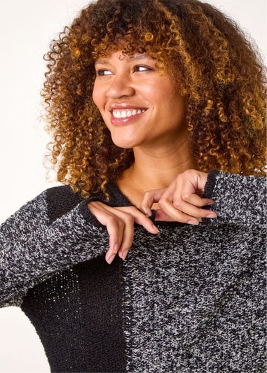 Roman Charcoal Textured Button Detail Knit Jumper