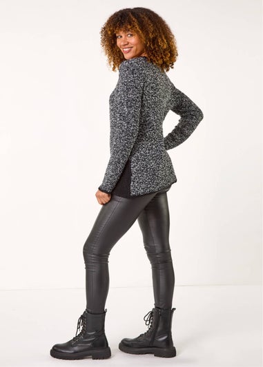 Roman Charcoal Textured Button Detail Knit Jumper