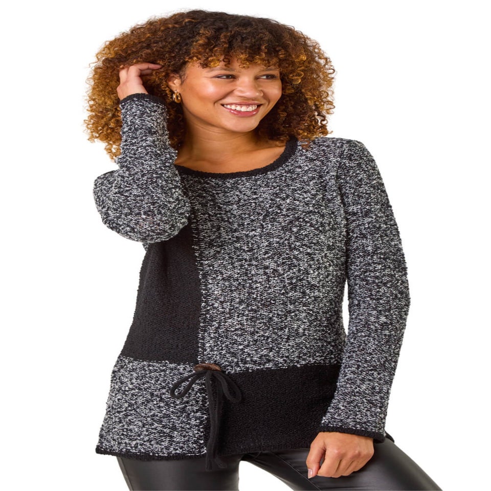 Roman Charcoal Textured Button Detail Knit Jumper
