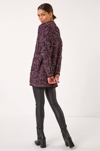 Roman Purple Loop Knit Button Cardigan