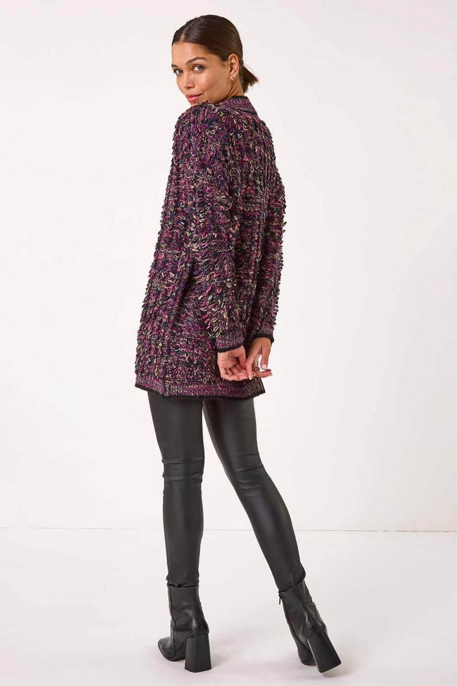 Roman Purple Loop Knit Button Cardigan