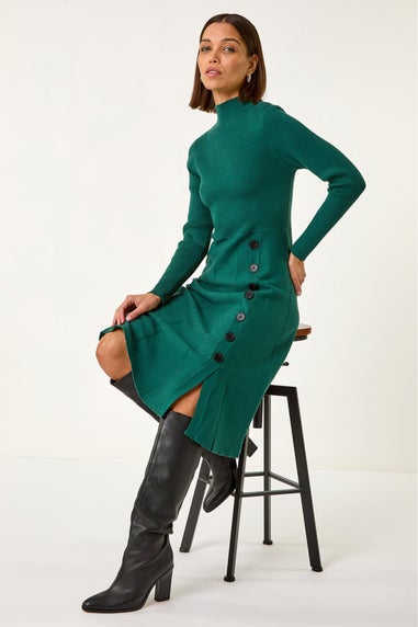 Roman Green Button Detail Knitted Dress