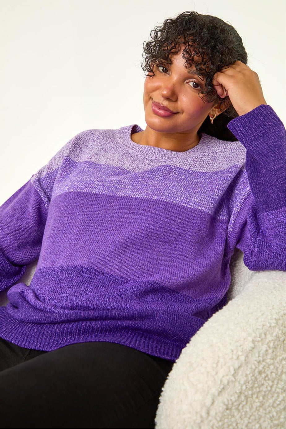 Roman Purple Curve Ombre Stripe Knit Jumper