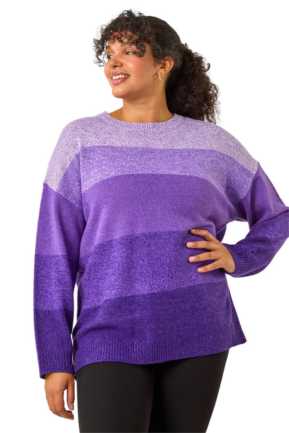 Roman Purple Curve Ombre Stripe Knit Jumper