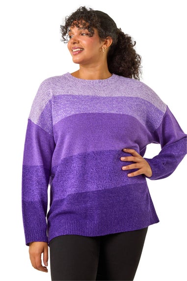 Roman Purple Curve Ombre Stripe Knit Jumper