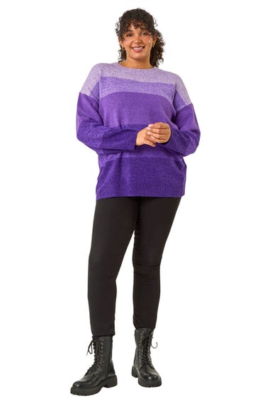 Roman Purple Curve Ombre Stripe Knit Jumper