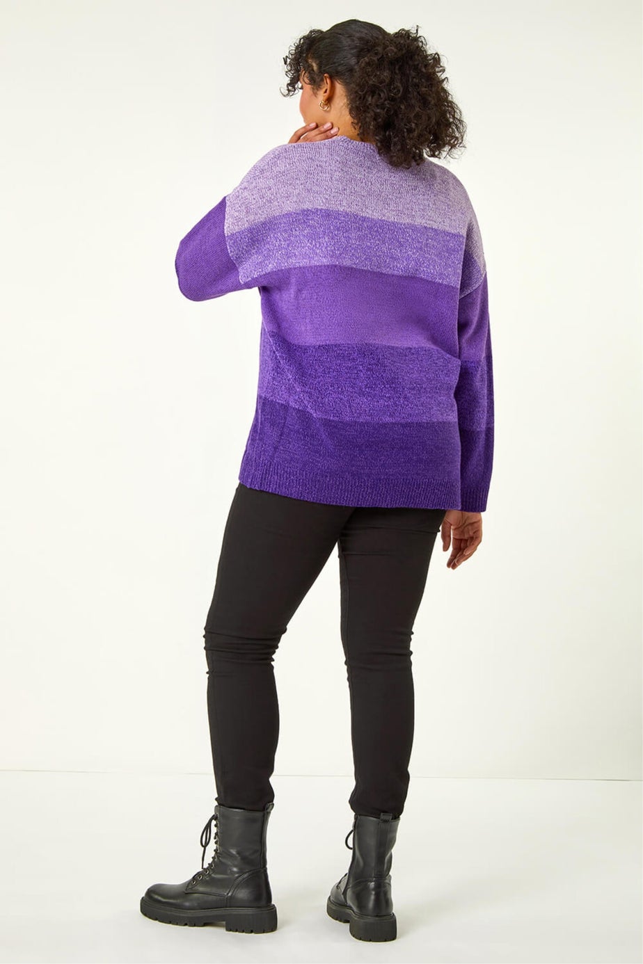 Roman Purple Curve Ombre Stripe Knit Jumper