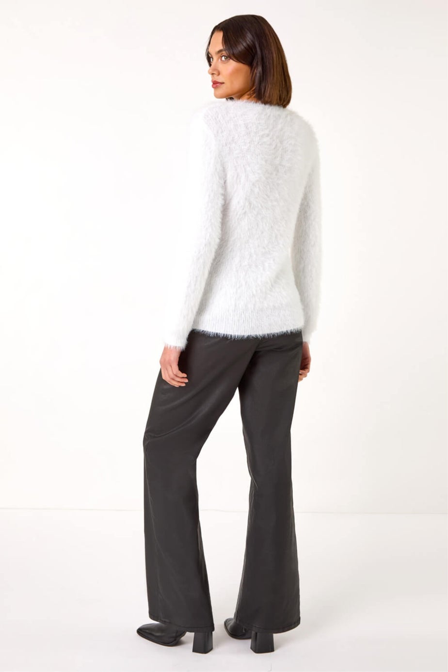 Roman Ivory Embellished Fluffy Knit Jumper