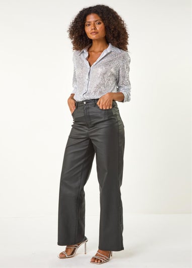 Dusk Silver Sequin Button Through Blouse