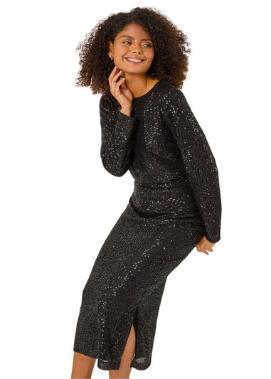 Dusk Black Sequin Pencil Skirt