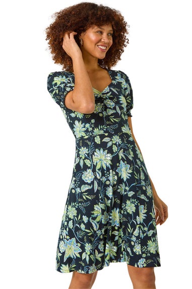 Roman Lime Floral Sweetheart Dress