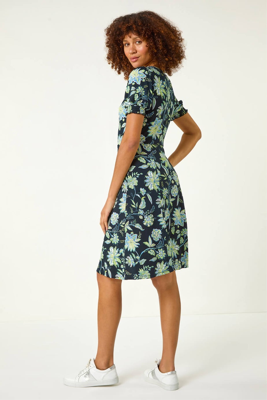 Roman Lime Floral Sweetheart Dress