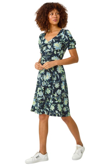 Roman Lime Floral Sweetheart Dress