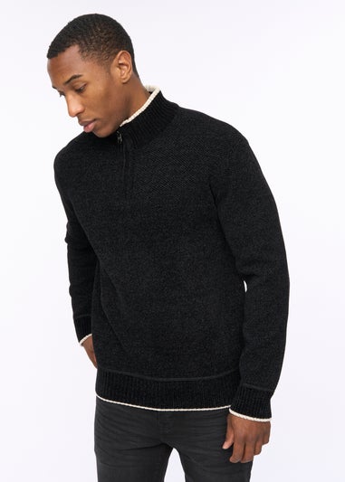 Crosshatch Black Coldwell Chenille 1/4 Zip Knit