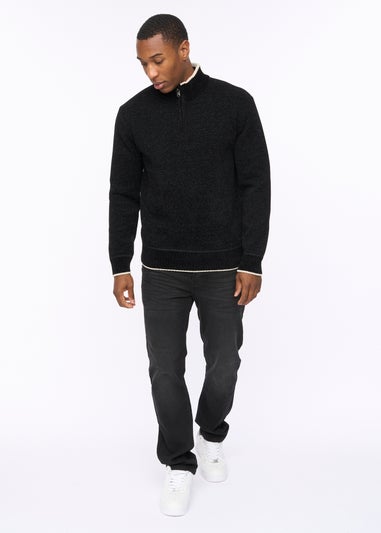 Crosshatch Black Coldwell Chenille 1/4 Zip Knit