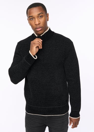 Crosshatch Black Coldwell Chenille 1/4 Zip Knit