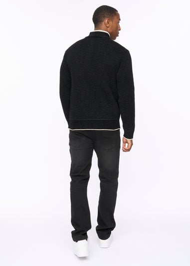 Crosshatch Black Coldwell Chenille 1/4 Zip Knit
