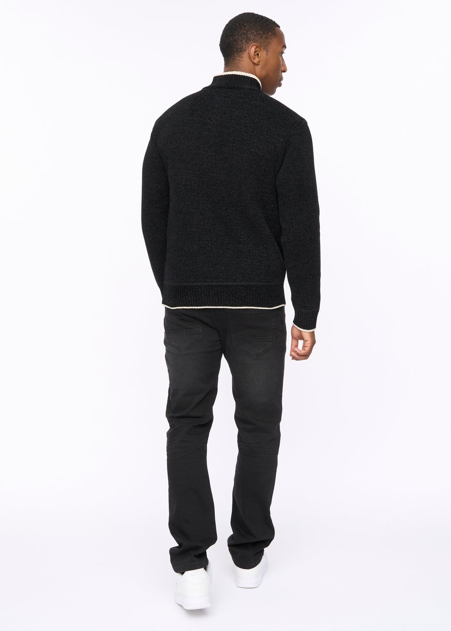 Crosshatch Black Coldwell Chenille 1/4 Zip Knit