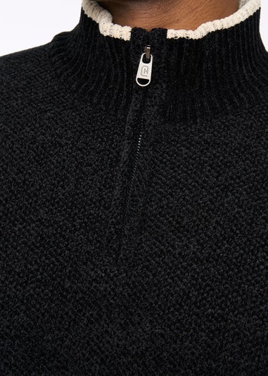 Crosshatch Black Coldwell Chenille 1/4 Zip Knit