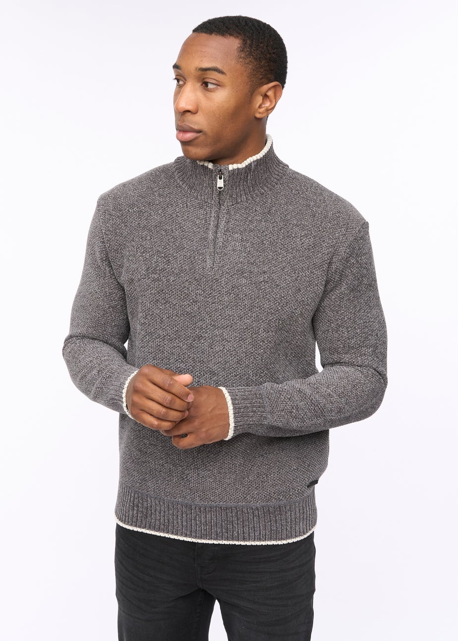 Crosshatch Grey Coldwell Chenille 1/4 Zip Knit