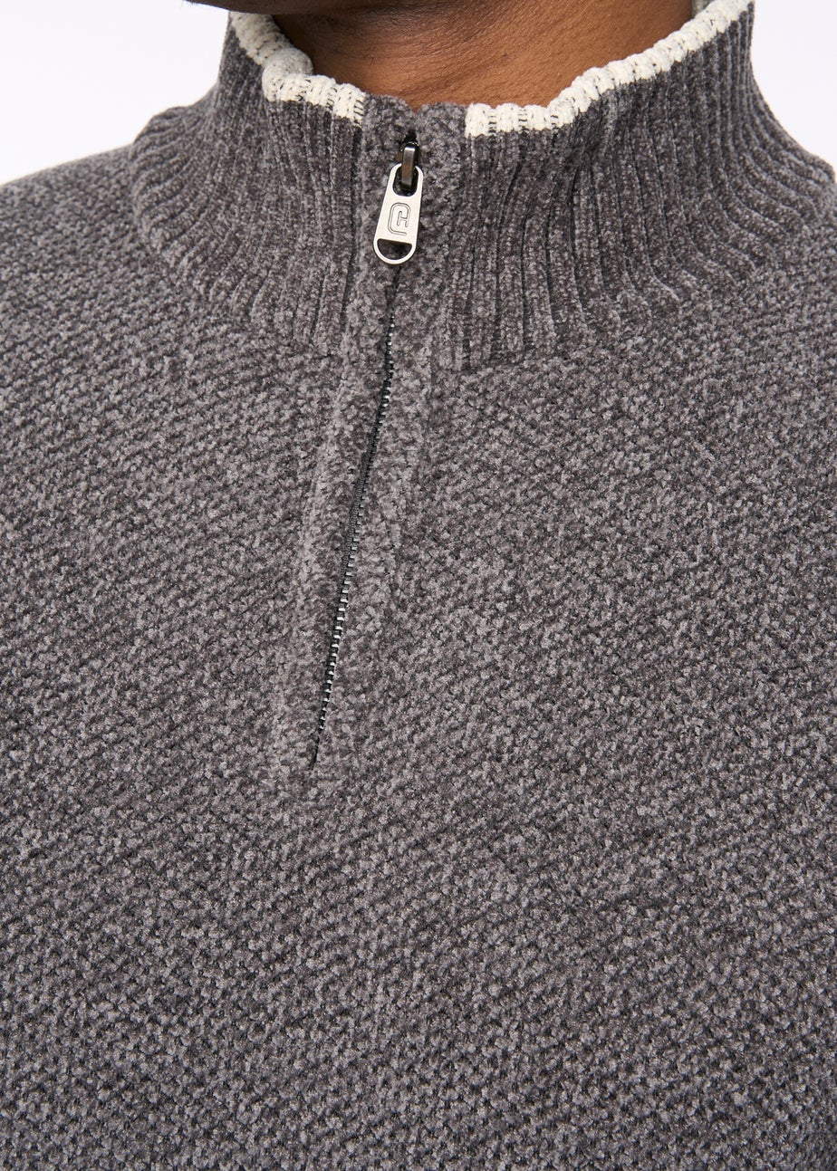 Crosshatch Grey Coldwell Chenille 1/4 Zip Knit