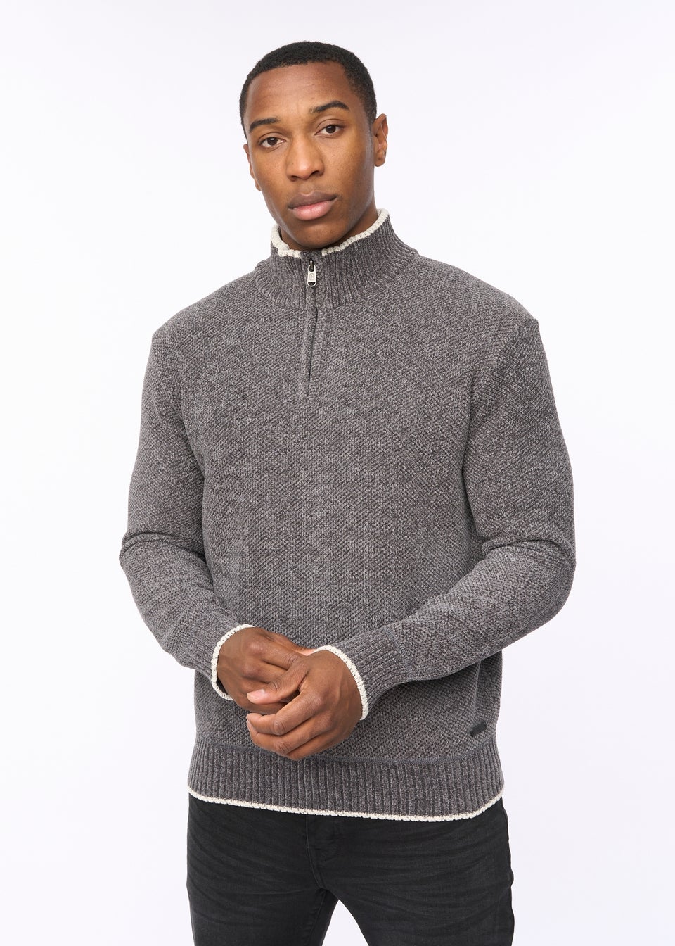 Crosshatch Grey Coldwell Chenille 1/4 Zip Knit