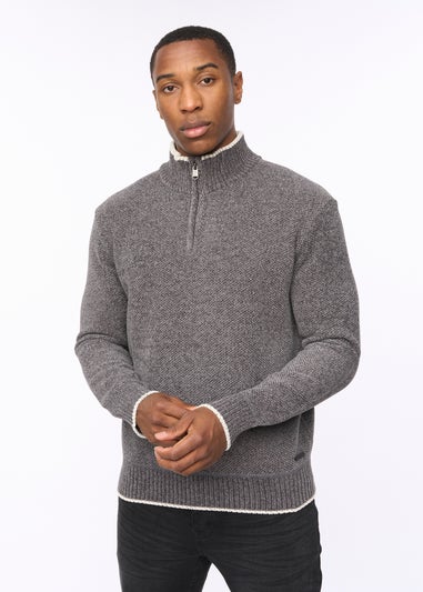 Crosshatch Grey Coldwell Chenille 1/4 Zip Knit