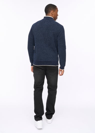 Crosshatch Navy Coldwell Chenille 1/4 Zip Knit