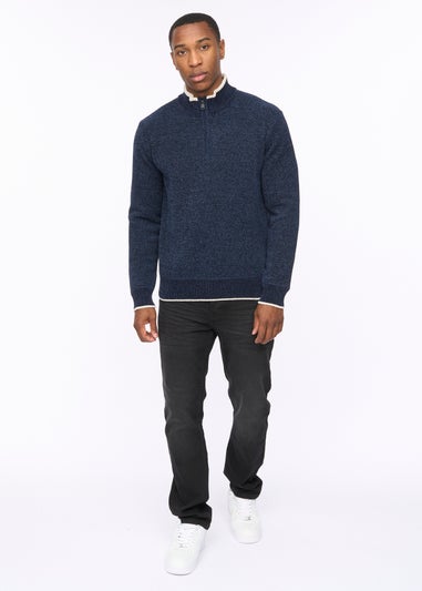 Crosshatch Navy Coldwell Chenille 1/4 Zip Knit