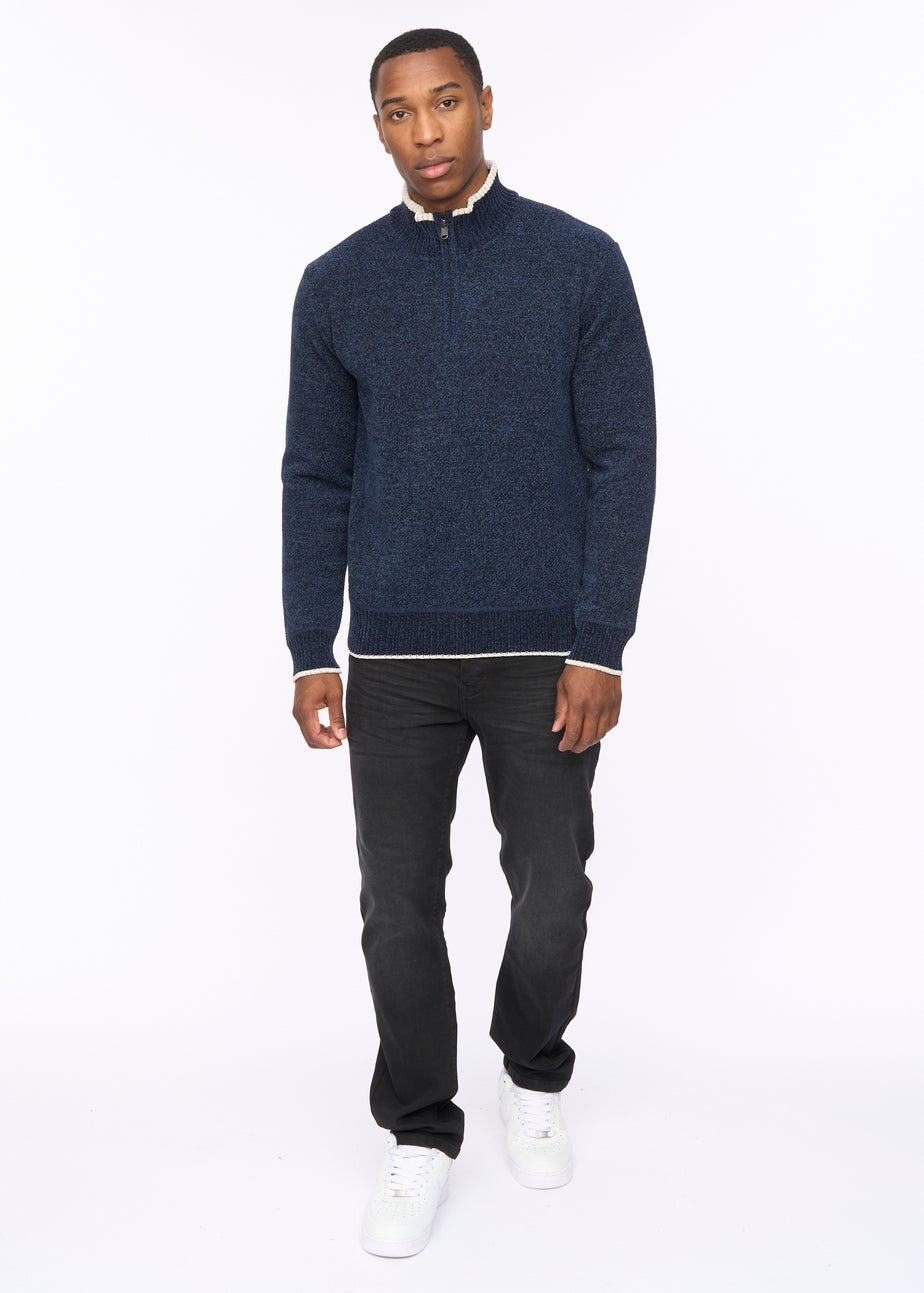 Crosshatch Navy Coldwell Chenille 1/4 Zip Knit