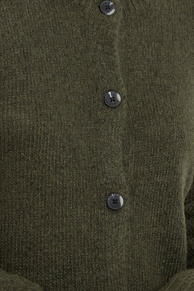 Long Tall Sally Khaki Green Knitted Button Cardigan