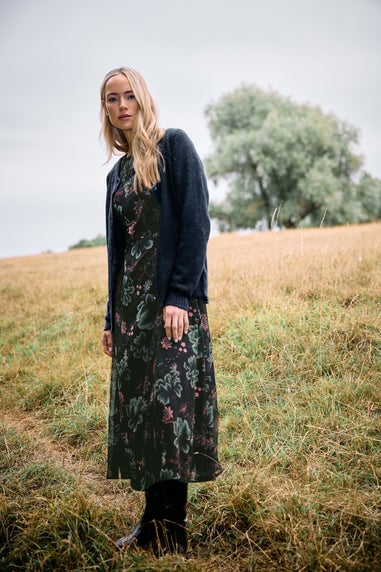 Long Tall Sally Navy Blue Knitted Button Cardigan