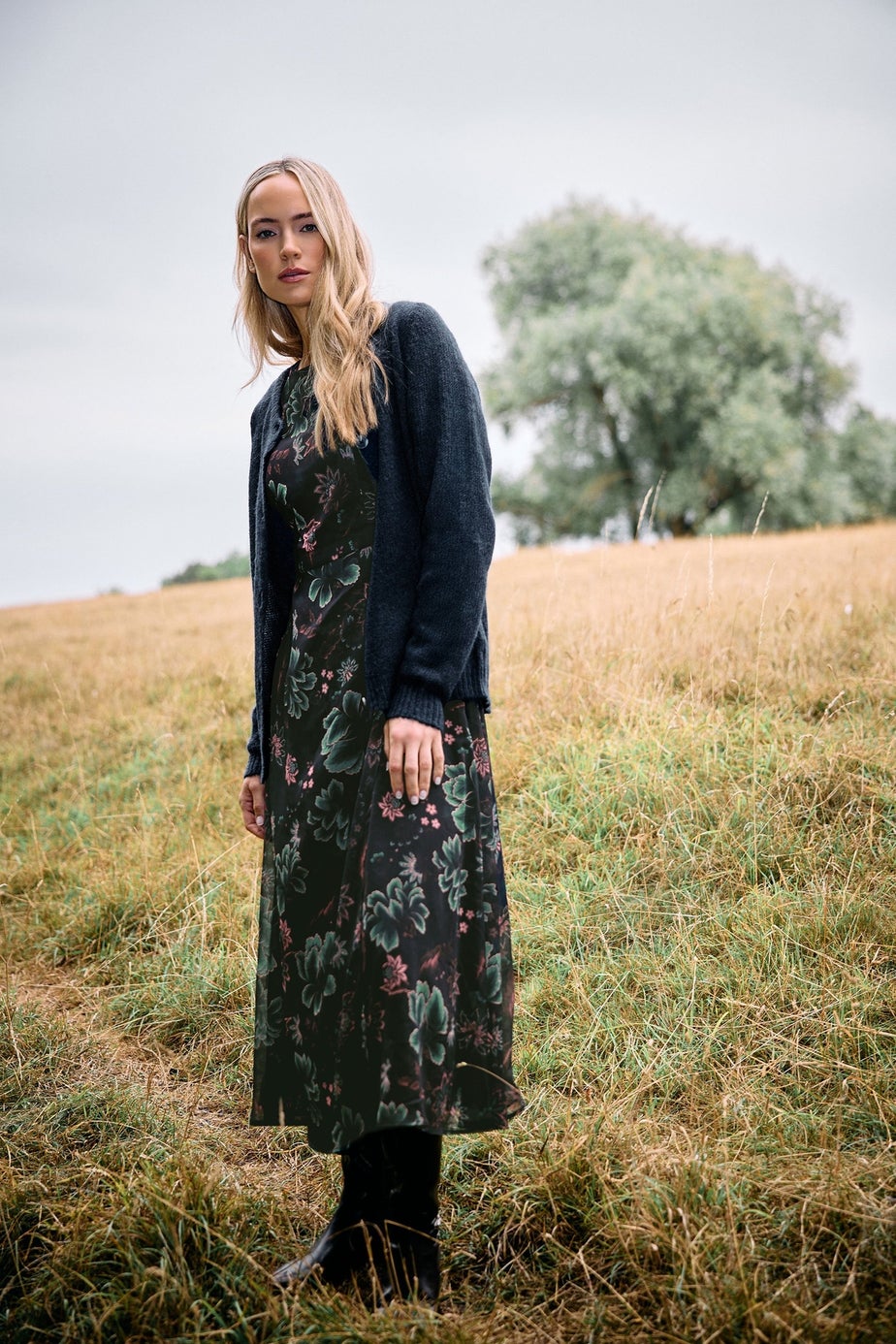 Long Tall Sally Navy Blue Knitted Button Cardigan