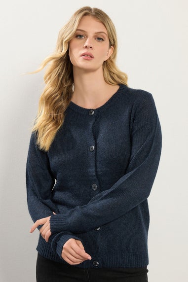 Long Tall Sally Navy Blue Knitted Button Cardigan