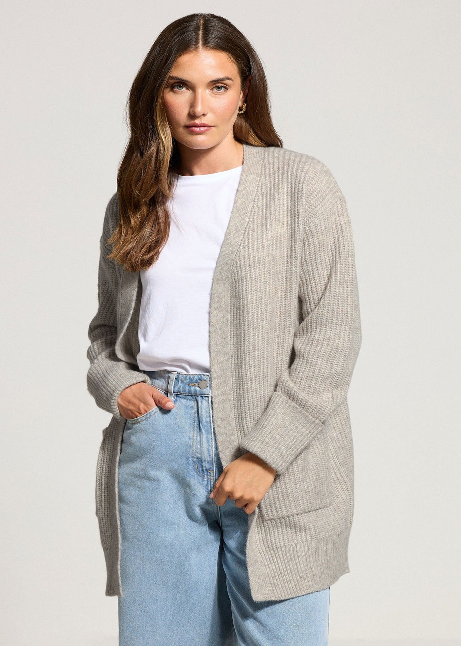 Long Tall Sally Light Grey Knitted Midi Cardigan