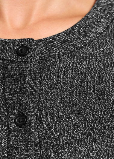 Long Tall Sally Black Metallic Crew Neck Cardigan