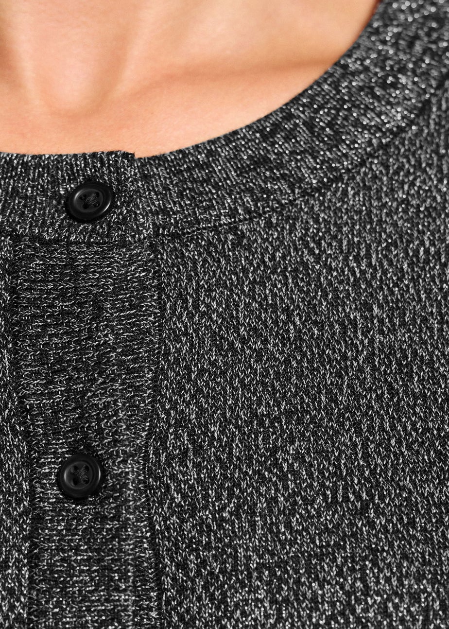 Long Tall Sally Black Metallic Crew Neck Cardigan