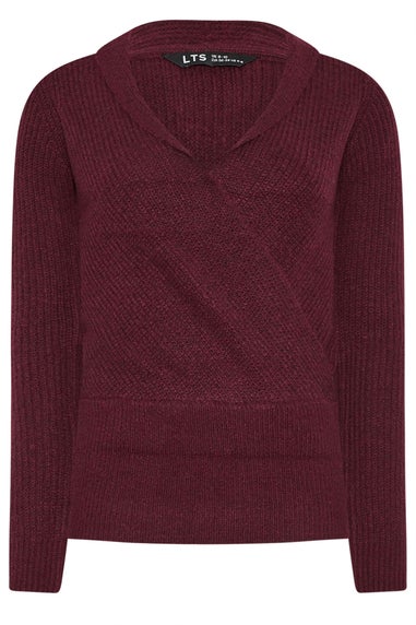 Long Tall Sally Burgundy Red Knitted Wrap Jumper