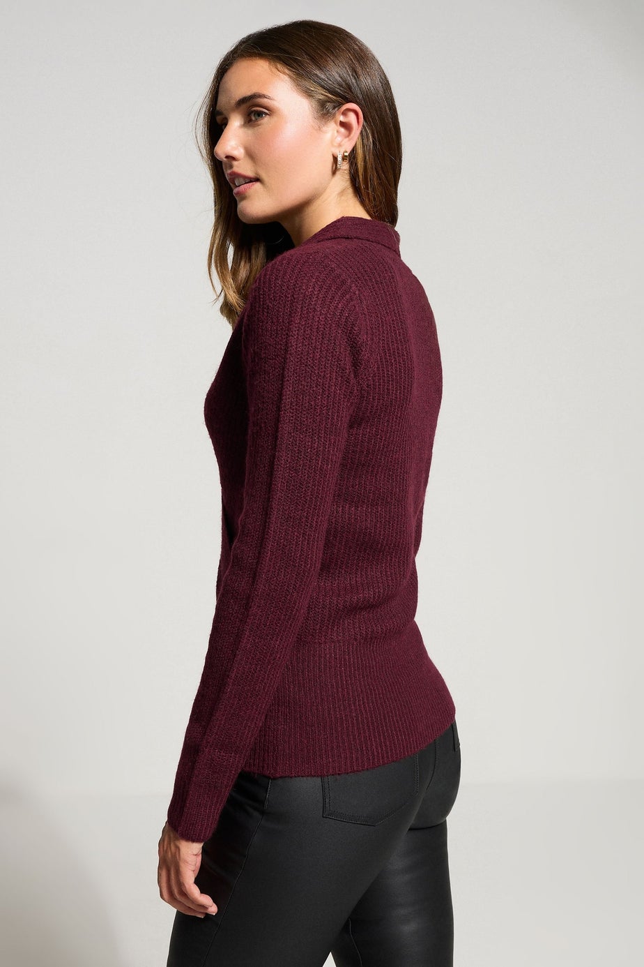 Long Tall Sally Burgundy Red Knitted Wrap Jumper