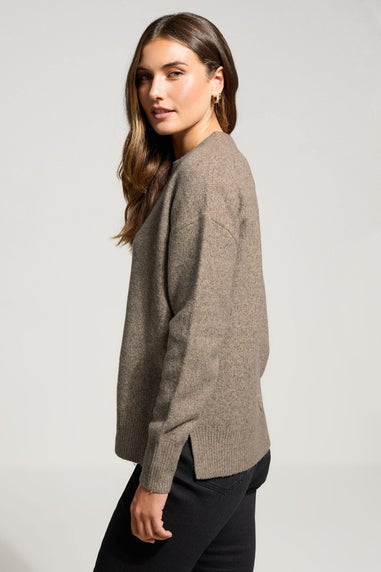 Long Tall Sally Light Brown Seam Front Jumper