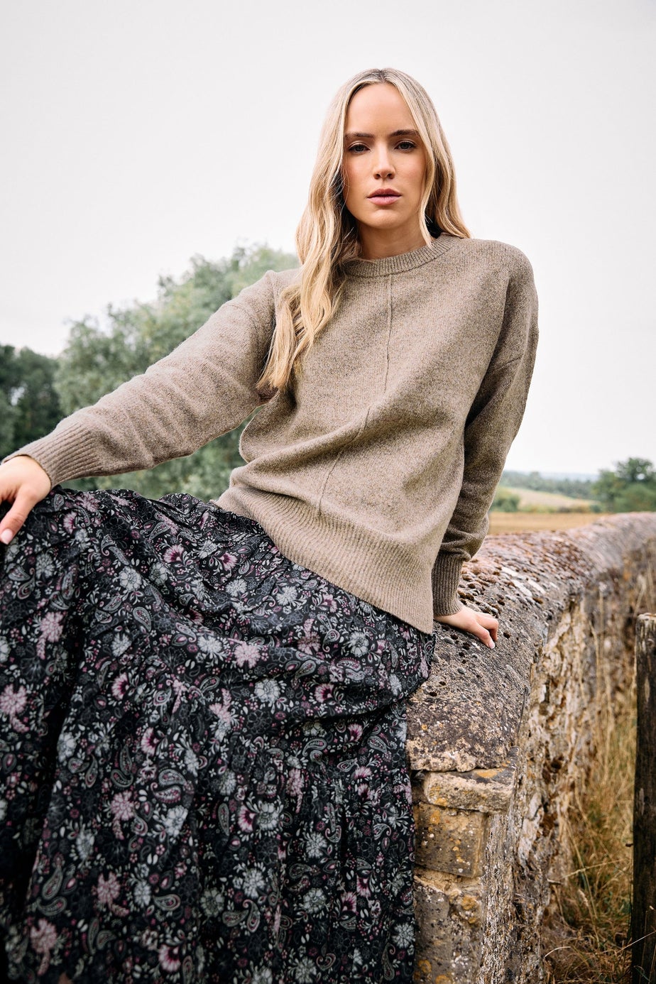 Long Tall Sally Light Brown Seam Front Jumper