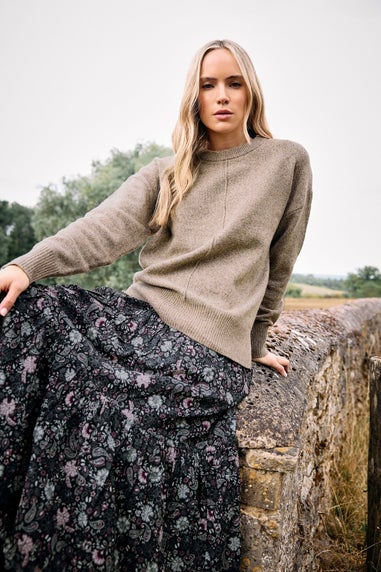 Long Tall Sally Light Brown Seam Front Jumper