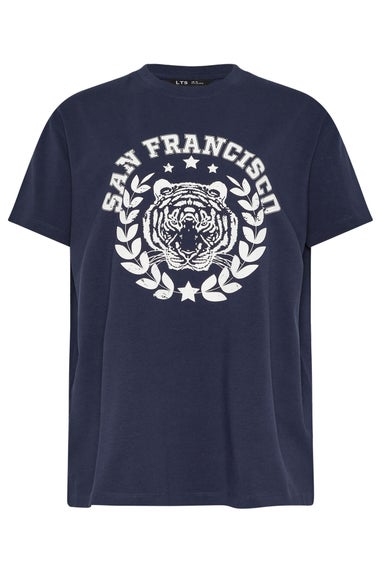 Long Tall Sally Navy Blue Cotton 'San Francisco' Slogan T-Shirt