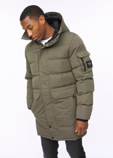 Crosshatch Olive Milwaka Long Jacket