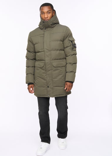 Crosshatch Olive Milwaka Long Jacket