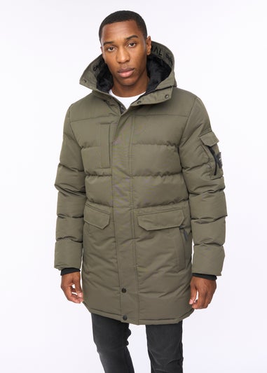 Crosshatch Olive Milwaka Long Jacket