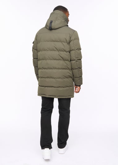 Crosshatch Olive Milwaka Long Jacket