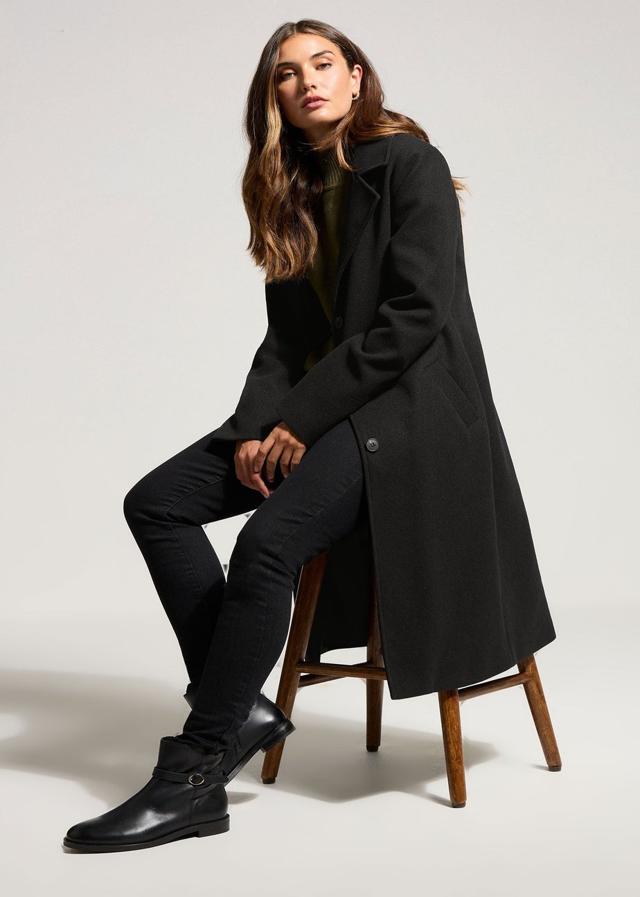 Long Tall Sally Black Formal Midi City Coat