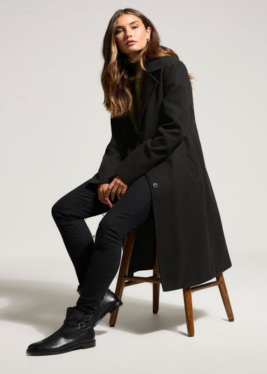 Long Tall Sally Black Formal Midi City Coat