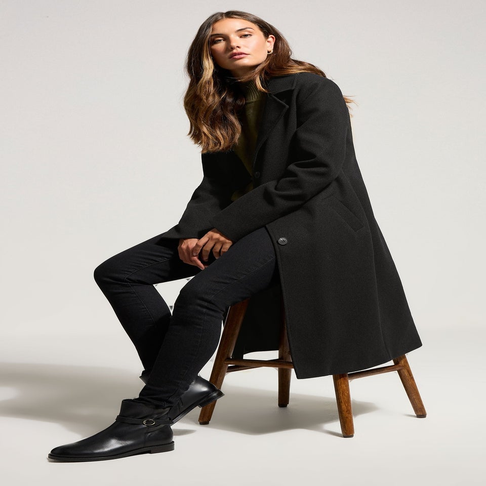 Long Tall Sally Black Formal Midi City Coat